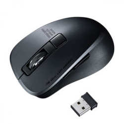 商品画像:静音ワイヤレスブルーLEDマウス(5ボタン・ブラック) MA-WBL153BK