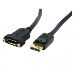 商品画像:DisplayPort延長ケーブル/91cm/ディスプレイポート1.2/パネルマウント型/4K60Hz/DP オス-DP メス/ブラック DPPNLFM3