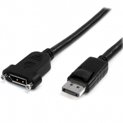 商品画像:DisplayPort延長ケーブル/91cm/ディスプレイポート1.2/パネルマウント型/4K60Hz/DP オス-DP メス/ブラック DPPNLFM3PW