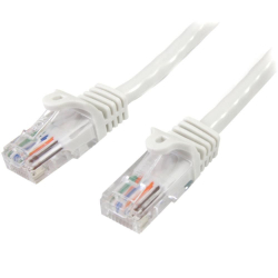 商品画像:0.5m カテゴリー5e LANケーブル ホワイト RJ45コネクタ(ツメ折れ防止カバー付き) イーサネット対応Cat5e UTPケーブル 45PAT50CMWH
