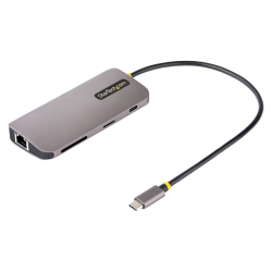 商品画像:マルチポートアダプター/USB Type-C接続/シングルモニター/4K60Hz HDMI/100W USB Power Deliveryパススルー/3x USB-A(5Gbps)ハブ/GbE/SD&MicroSDカードリーダー/各種OS対応/30cmケーブル/タイプC変換多機能ハブ 115B-USBC-MULTIPORT