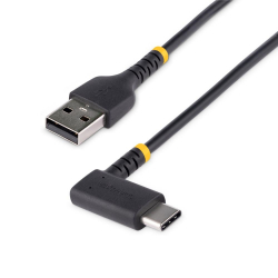 商品画像:USBケーブル/USB-A-USB-C/2m/USB 2.0/L型 右向き/急速充電 & データ転送/高耐久 アラミド繊維補強/Type-C 充電コード/タイプC L字 コネクター R2ACR-2M-USB-CABLE
