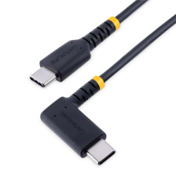 商品画像:USBケーブル/USB-C-USB-C/15.2cm/USB 2.0/L型 右向き/USB PD 対応/急速充電 & データ転送/高耐久 アラミド繊維補強/Type-C充電 & 同期コード/タイプC L字 コネクター R2CCR-15C-USB-CABLE