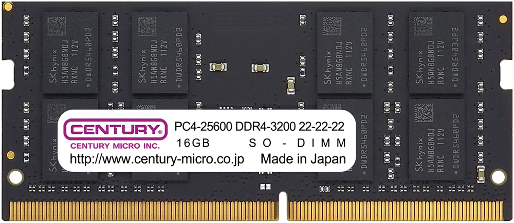 センチュリーマイクロ> NT用 PC4-25600 DDR4-3200 260pin SODIMM 2RK 1.2v 32GBKit(16GBx2)  123market
