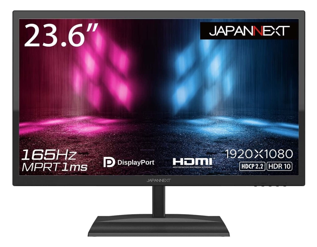 ジャパンネクスト> 23.6インチ液晶ディスプレイ(1920x1080/TN/165Hz/HDR10/DP/HDMI/スピーカー/非光沢/1年保証)  | 123market