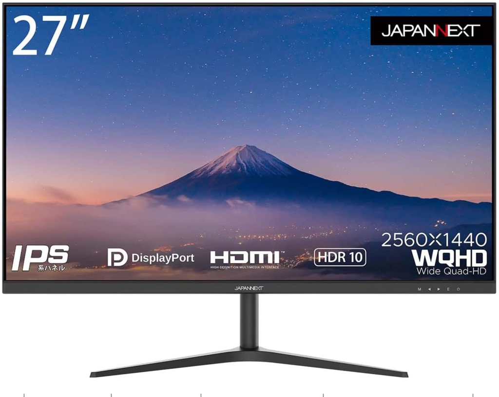 ジャパンネクスト> 27インチ 液晶ディスプレイ(2560x1440/IPS/HDR10