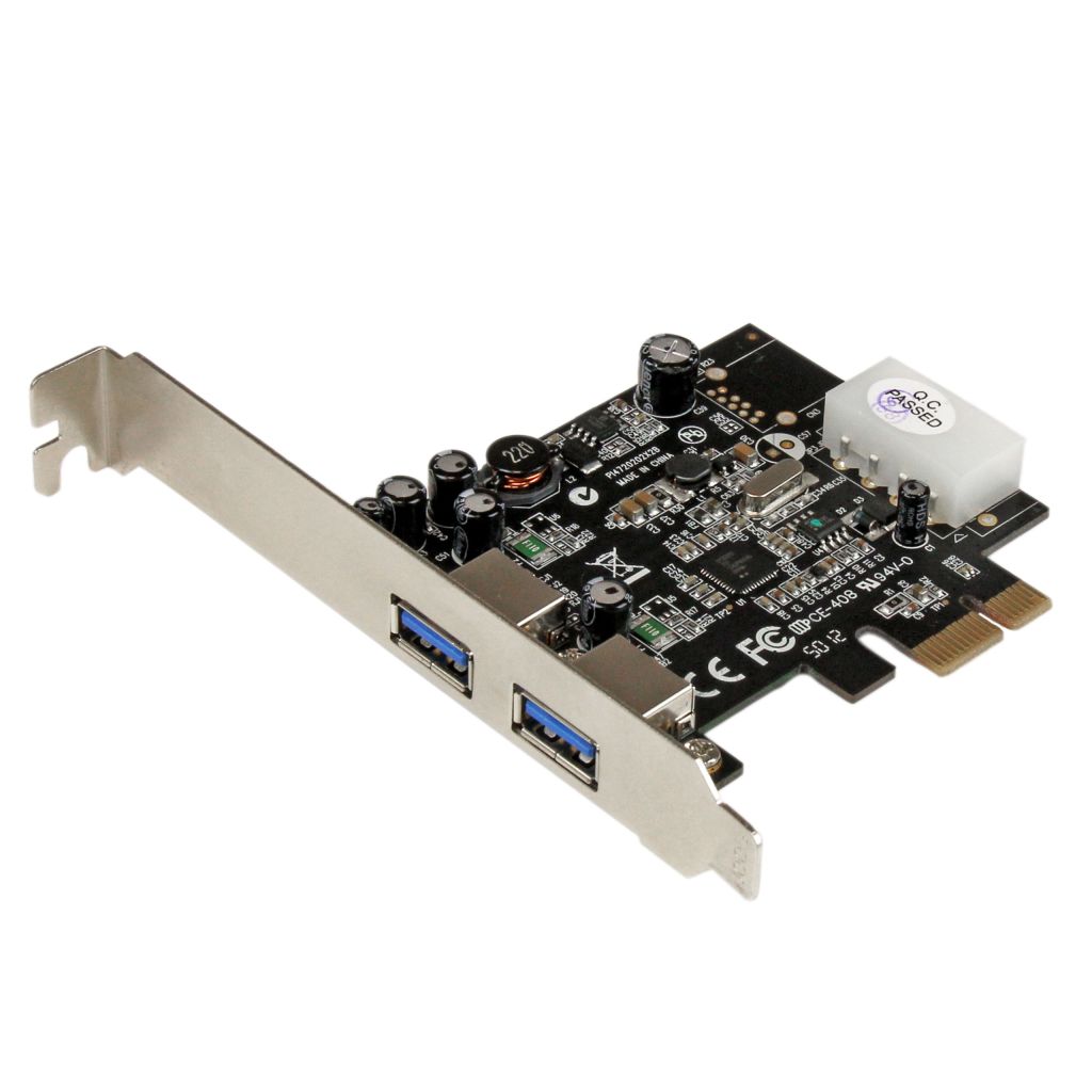 SuperSpeed USB 3.0 2ポート増設PCI Expressインターフェースカード UASP対応 2x USB  3.0 5Gbps 拡張用PCIe x1 接続ボード ペリフェラル電源端子(4ピン)付き 123market