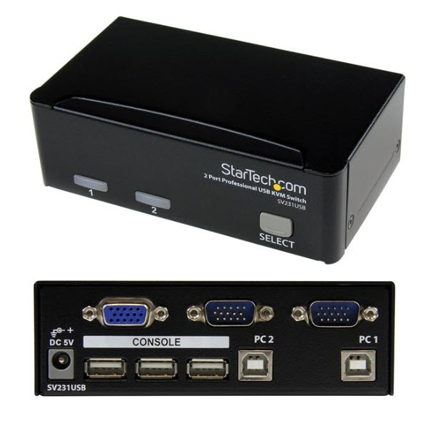 2ポートKVMスイッチ VGAモニター対応/USB接続 PCパソコン2台用CPU切替器 USB/VGAケーブル付属  123market