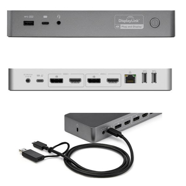 ドッキングステーション USB Type-C/USB 3.0対応 デュアル4Kディスプレイ(DP/HDMI)60W PD  Mac/Windows/Chrome OS 4x USB 3.0ポート 123market